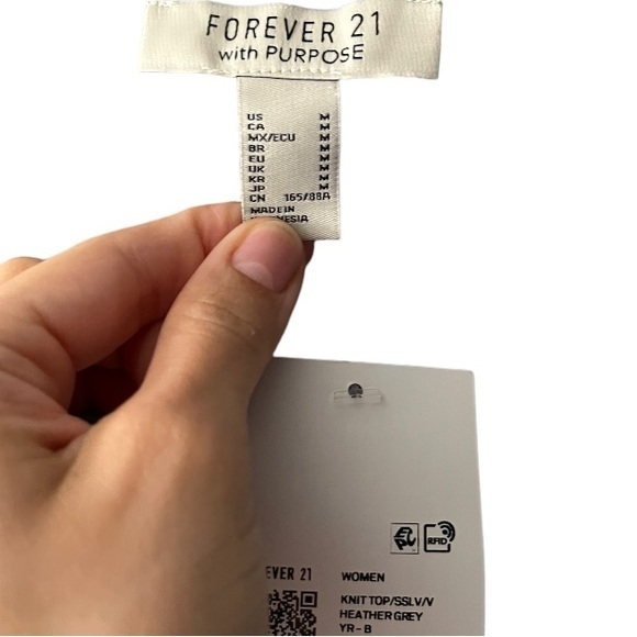 NWT Forever 21 w purpose grey v neck tee‎ Sz M - Picture 2 of 7